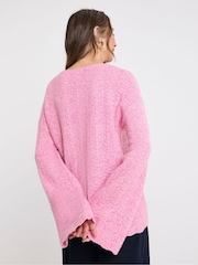 JD Williams Pink Flute Sleeve Pointelle Jumper - Image 2 of 4
