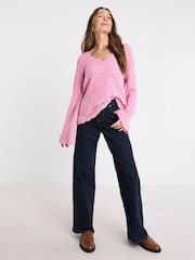 JD Williams Pink Flute Sleeve Pointelle Jumper - Image 4 of 4