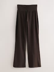 Chocolate Brown Soft Touch Rib Ruched Flare Leggings - Image 5 of 7
