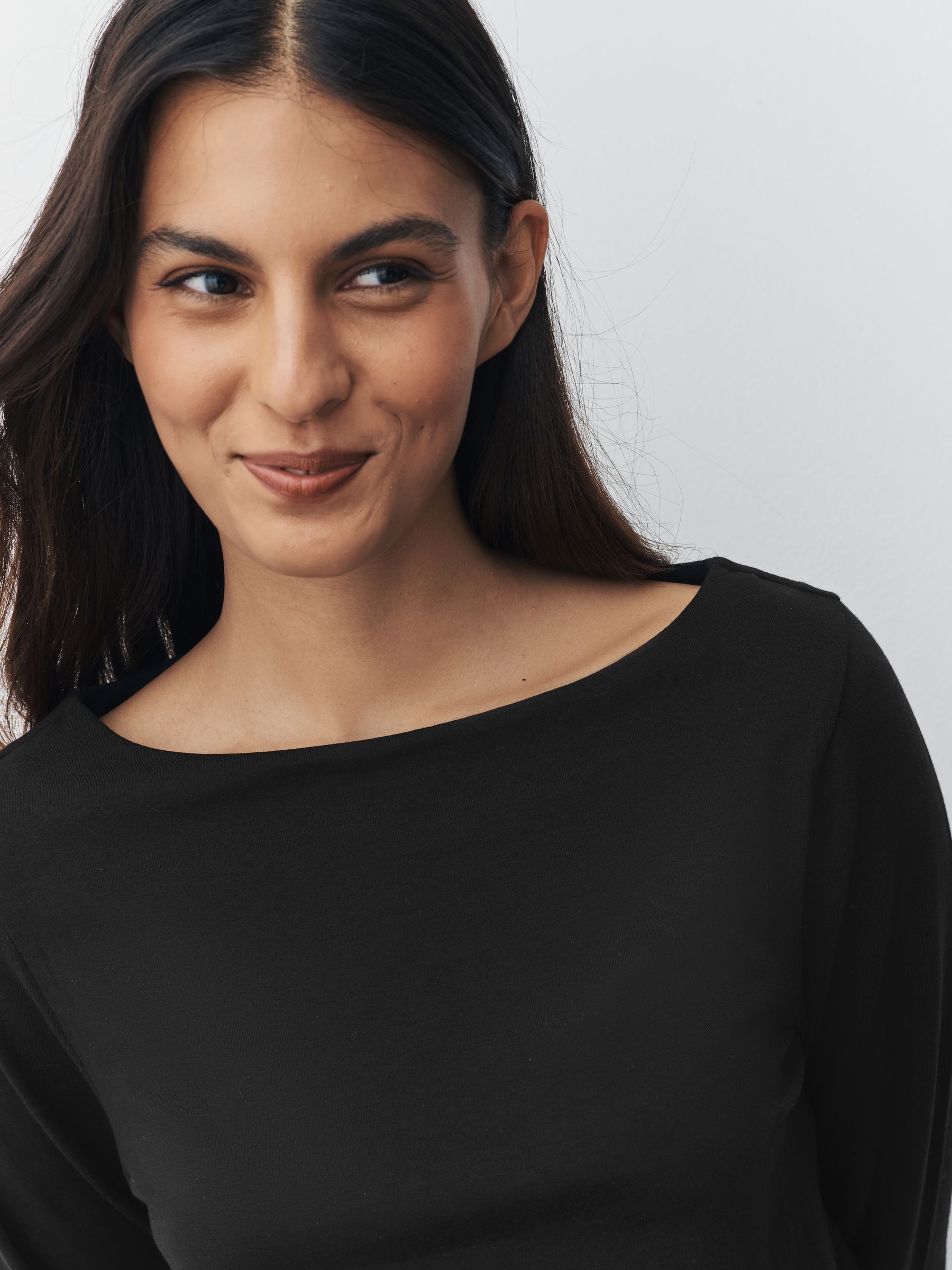 Buy Black Long Sleeve Boat Neck T-Shirt from Next Malta