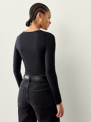 Black Scoop Neck Long Sleeve Top - Image 2 of 8