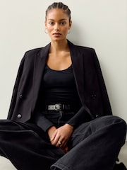 Black Scoop Neck Long Sleeve Top - Image 4 of 8