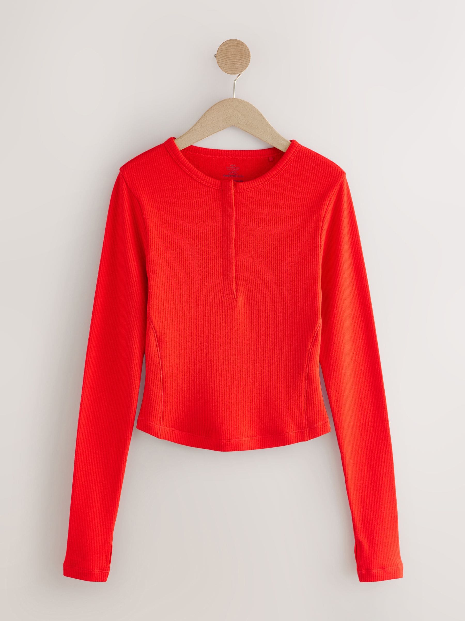 Buy Red Thermal Long Sleeve Popper Henley Neck Top from Next Serbia