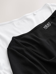 Black/White Ribbed Squre Neck Long Sleeve Tops 2 Pack - Image 5 of 5