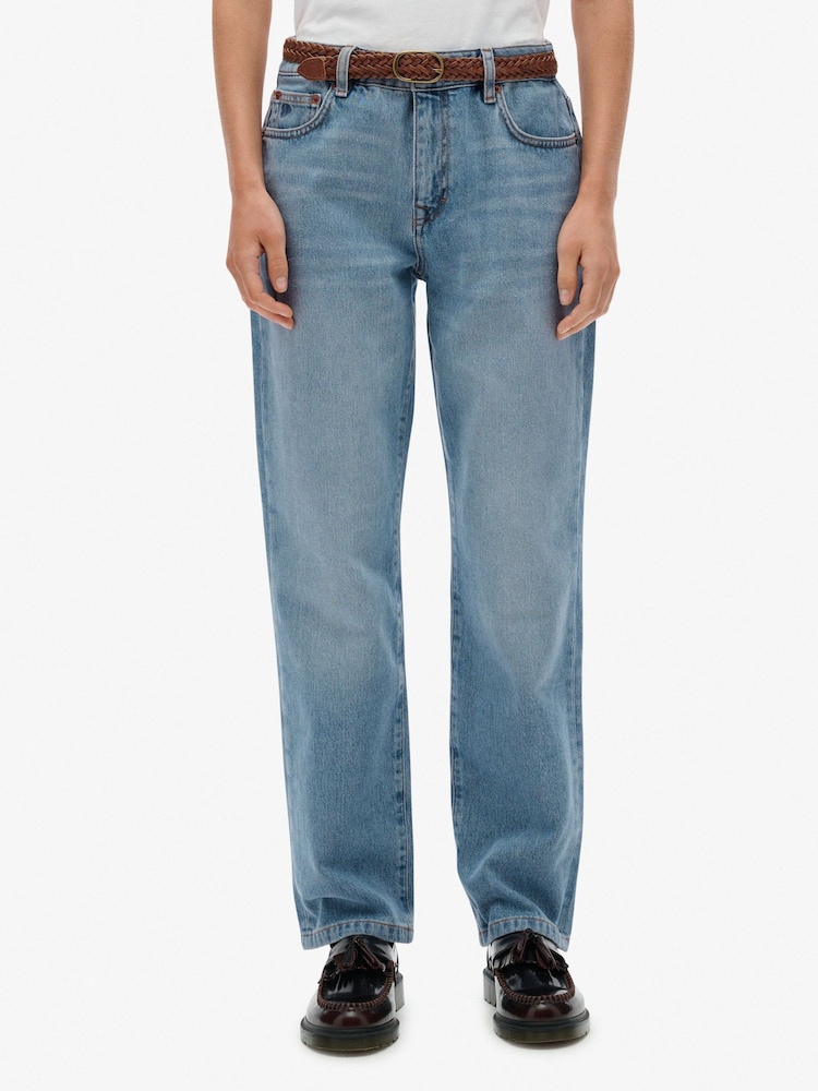 Superdry Blue Mid Rise Straight Jeans - Image 1 of 7
