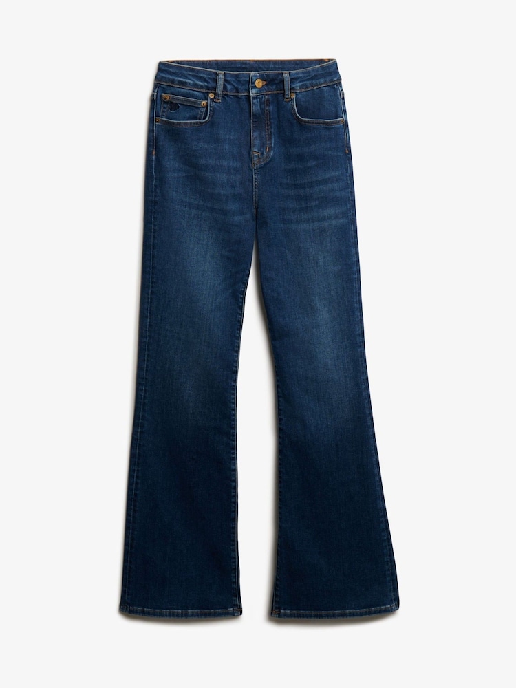 Superdry Blue High Rise Flare Jeans - Image 6 of 6 Superdry Blue High Rise Flare Jeans - Image 6 of 6
