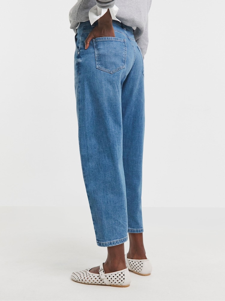 JD Williams Blue Barrel Leg Jeans - Image 2 of 4