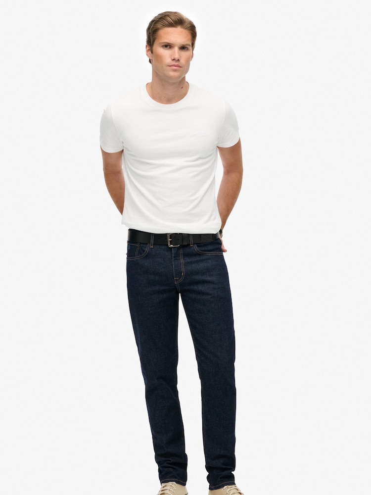 Superdry Navy Blue Vintage Slim Straight Jeans - Image 1 of 7 Superdry Navy Blue Vintage Slim Straight Jeans - Image 1 of 7
