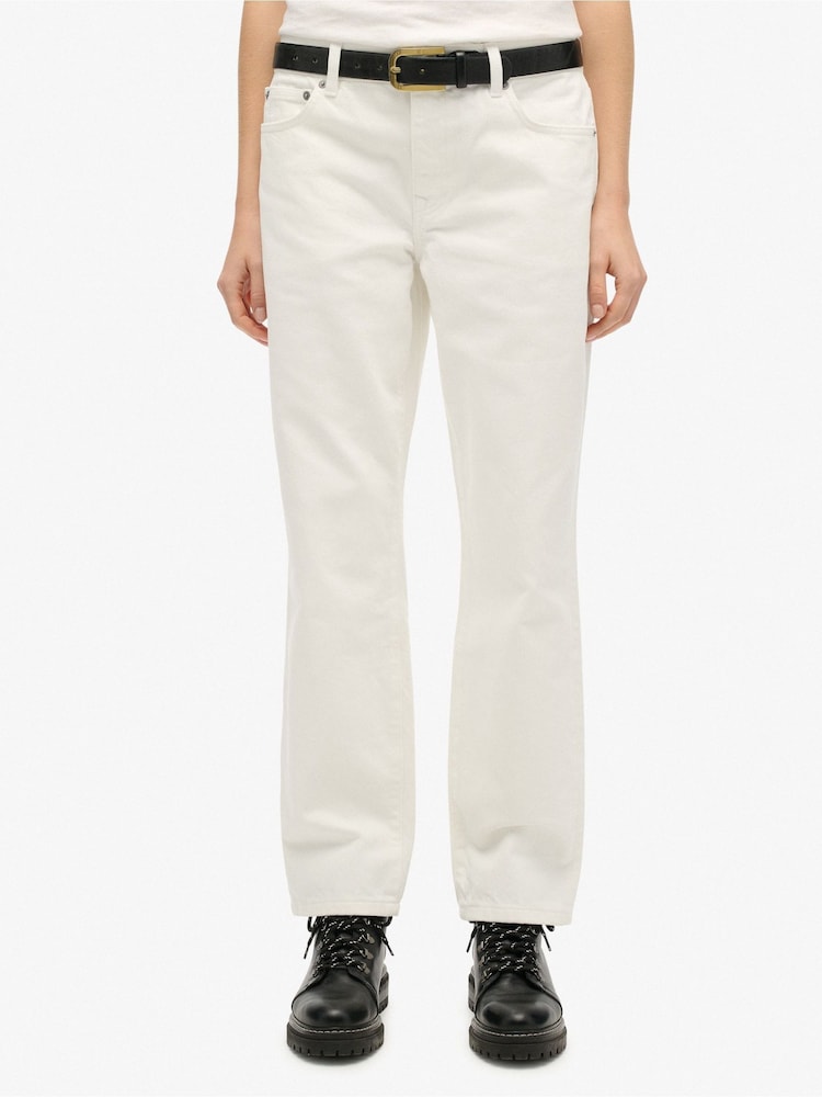 Superdry Cream Mid Rise Straight Jeans - Image 1 of 7