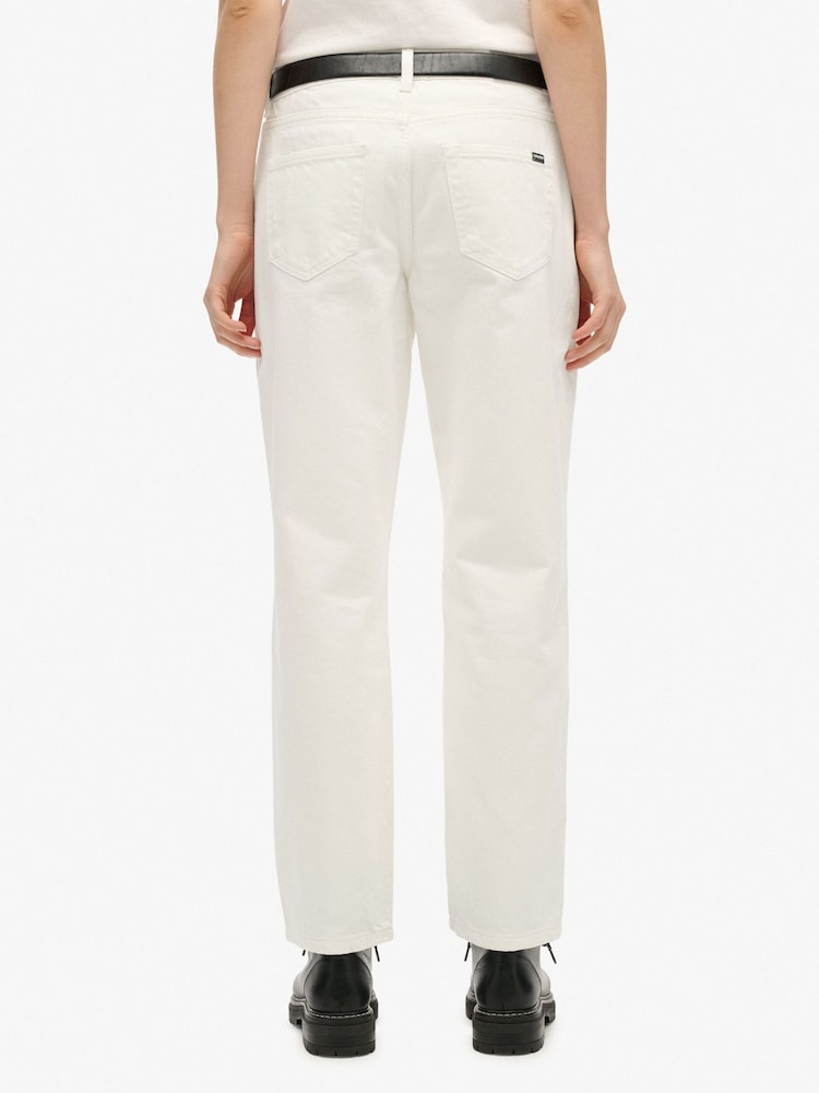 Superdry Cream Mid Rise Straight Jeans - Image 2 of 7