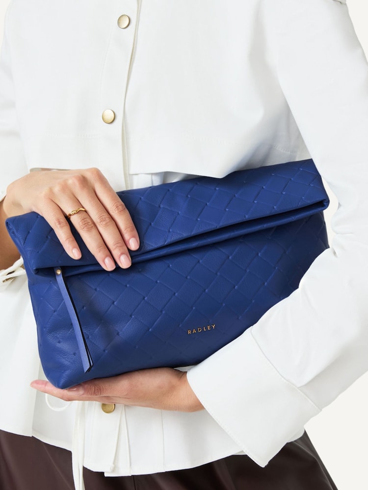 Radley Medium Blue Weaver Lane Flapover Clutch - Image 5 of 5