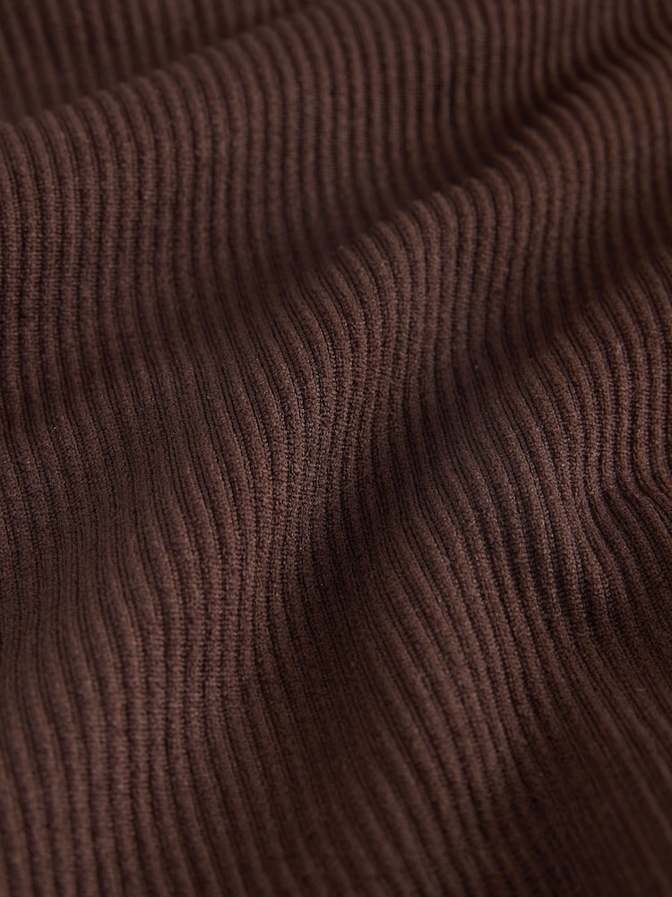 Chocolate Brown Ribbed Zip-Up Long Sleeve Top - Image 2 of 3