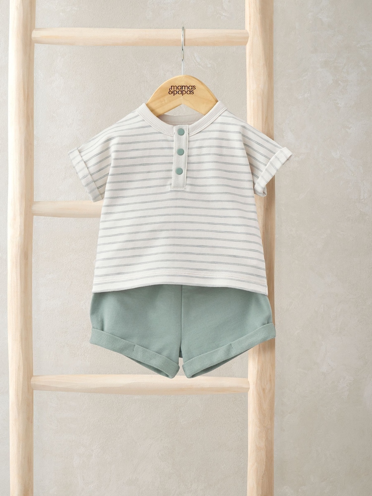 Mamas & Papas Striped Collar 100% Cotton Romper - Slika 4 iz 4