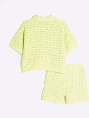 River Island Green Girls Revere Palm Tree Shirt & Short Set - Image 2 of 3