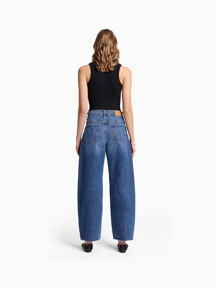 7 For All Mankind Blue Bonnie Curvilinear Santa Cruz Jeans With Raw Cut - Image 2 of 6