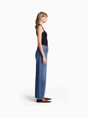 7 For All Mankind Blue Bonnie Curvilinear Santa Cruz Jeans With Raw Cut - Image 4 of 6