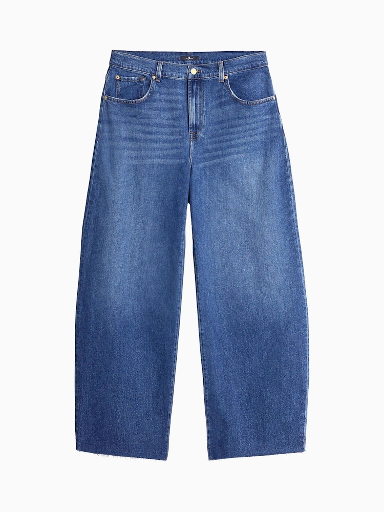 7 For All Mankind Blue Bonnie Curvilinear Santa Cruz Jeans With Raw Cut - Image 6 of 6