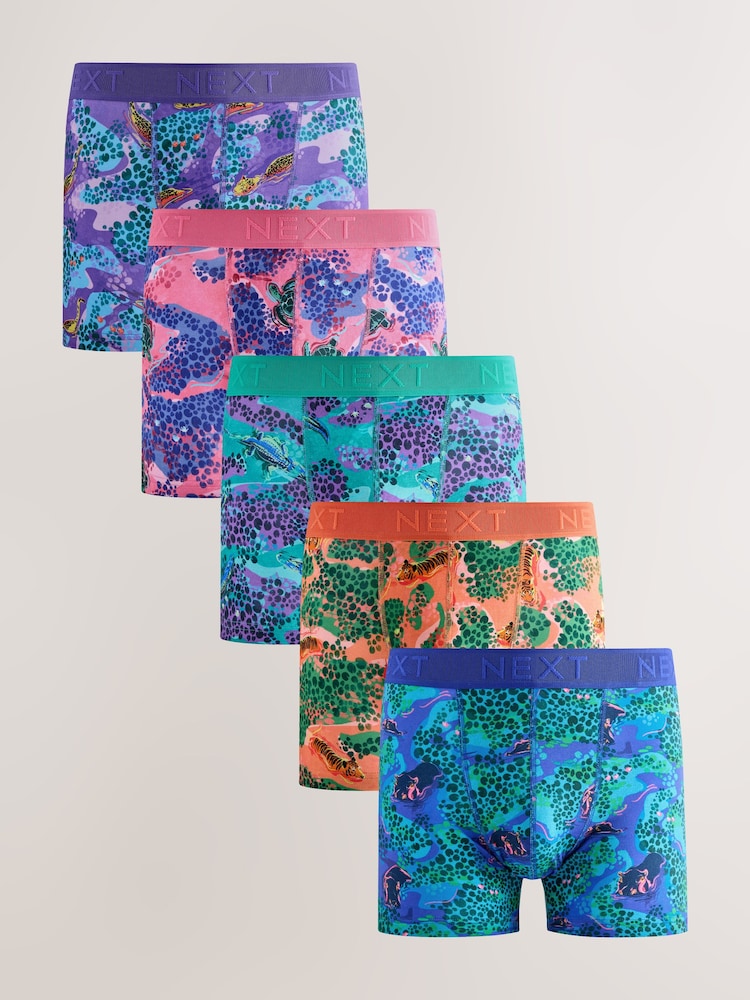Bright Animal Pattern 5 Pack Trunks Boxers - Image 1 of 9 Bright Animal Pattern 5 Pack Trunks Boxers - Image 1 of 9