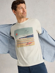 White Stuff Natural Abersoch Surfer Graphic Print T-Shirt - Image 4 of 7