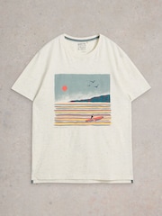 White Stuff Natural Abersoch Surfer Graphic Print T-Shirt - Image 6 of 7
