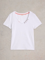 White Stuff Nadia Short Sleeve 100% Cotton T-Shirt - Imagen 5 de 6