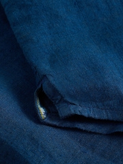 White Stuff Blue Keswick Short Sleeve 100% Linen Shirt - Image 6 of 6