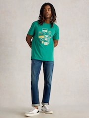 White Stuff Green Travel Graphic 100% Cotton T-Shirt - Image 1 of 6