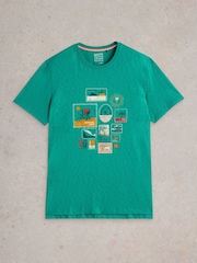 White Stuff Green Travel Graphic 100% Cotton T-Shirt - Image 5 of 6