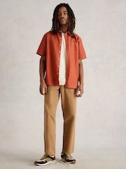 White Stuff Tan Brown Ely Linen Cotton Shirt - Image 1 of 6