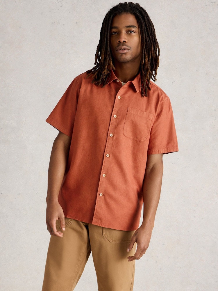 White Stuff Tan Brown Ely Linen Cotton Shirt - Image 2 of 6