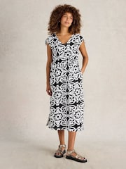 White Stuff Black Freya Channel 100% Cotton Beach Dress - Image 1 of 4