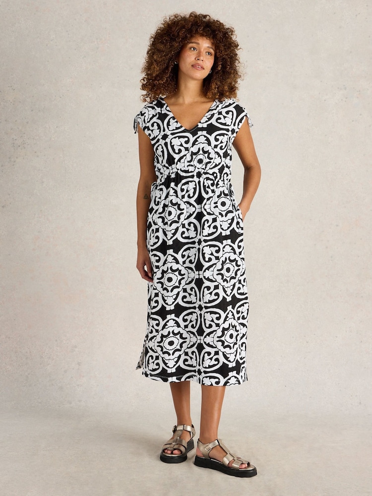 White Stuff Black Freya Channel 100% Cotton Beach Dress - Image 1 of 4