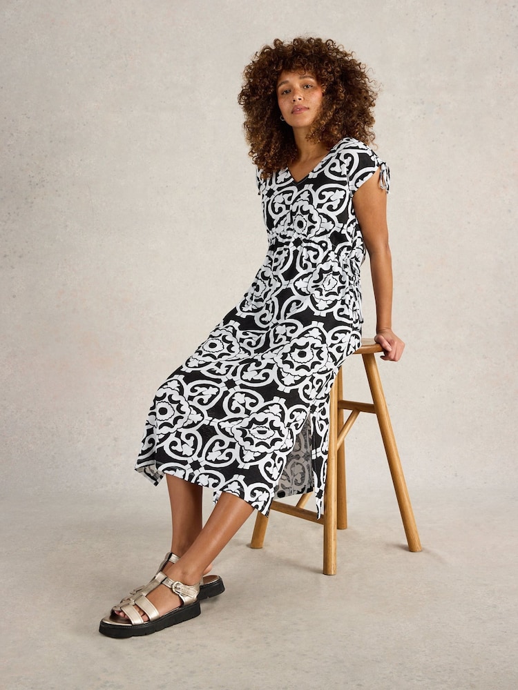 White Stuff Black Freya Channel 100% Cotton Beach Dress - Image 3 of 4