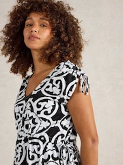 White Stuff Black Freya Channel 100% Cotton Beach Dress - Image 4 of 4