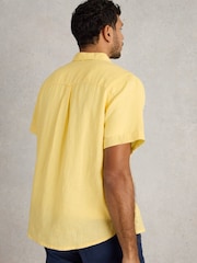 White Stuff Yellow Keswick Short Sleeve 100% Linen Shirt - Image 2 of 6