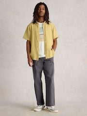 White Stuff Green Keswick Short Sleeve Linen Shirt - Image 1 of 6