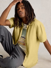 White Stuff Green Keswick Short Sleeve Linen Shirt - Image 4 of 6