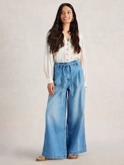 White Stuff Blue Sasha Wide Leg Jeans - Image 1 of 6