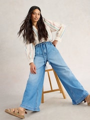 White Stuff Blue Sasha Wide Leg Jeans - Image 3 of 6