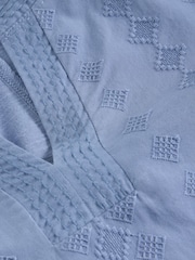 White Stuff Blue Weaver Notch 100% Organic Cotton Neck Top - Image 6 of 6
