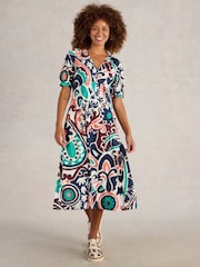 White Stuff Blue Megan Jersey Dress - Image 1 of 6