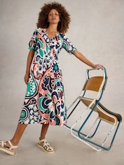 White Stuff Blue Megan Jersey Dress - Image 2 of 6