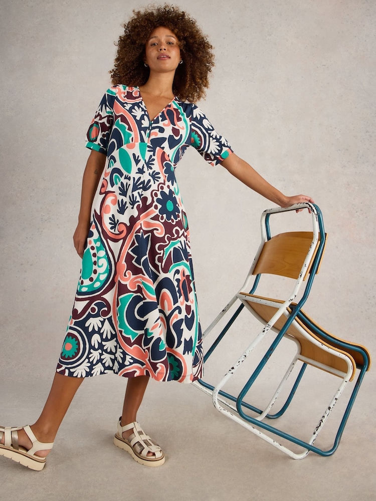 White Stuff Blue Megan Jersey Dress - Image 2 of 6
