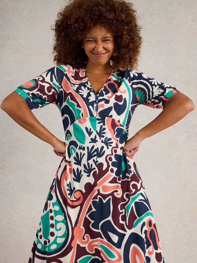 White Stuff Blue Megan Jersey Dress - Image 3 of 6