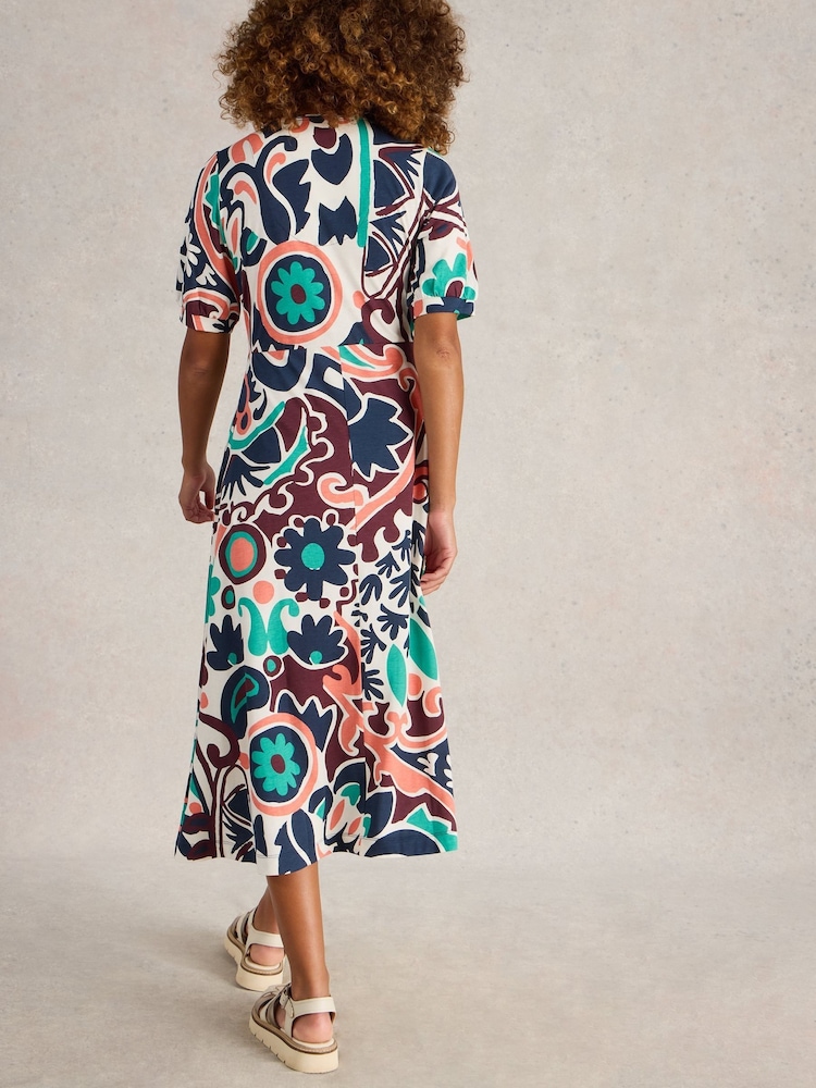 White Stuff Blue Megan Jersey Dress - Image 4 of 6