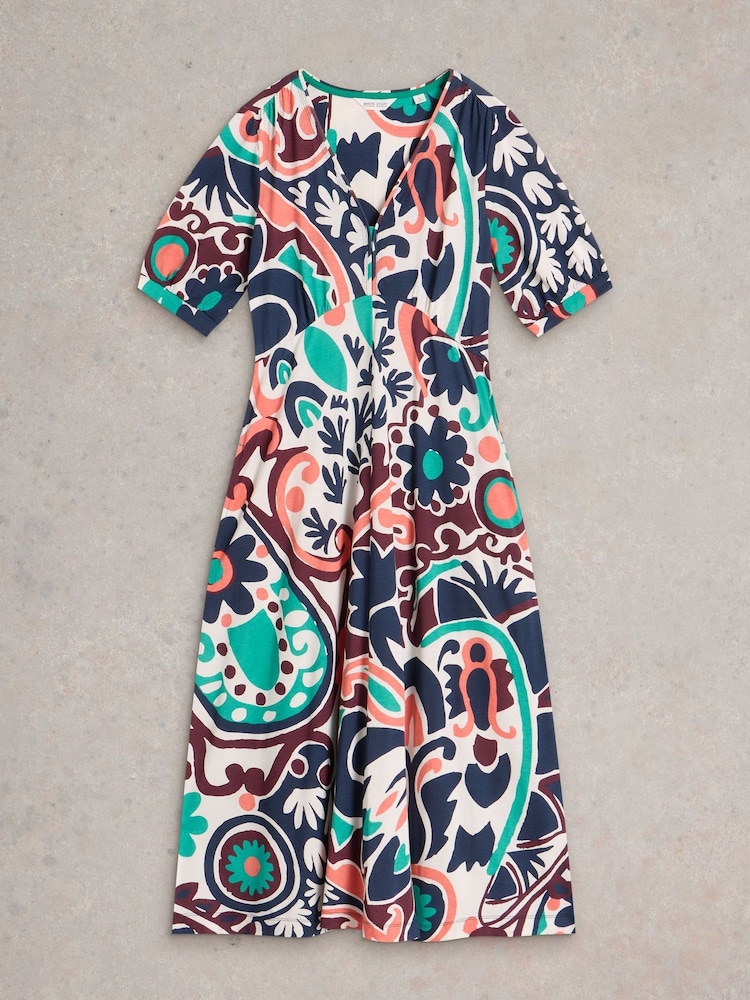 White Stuff Blue Megan Jersey Dress - Image 5 of 6