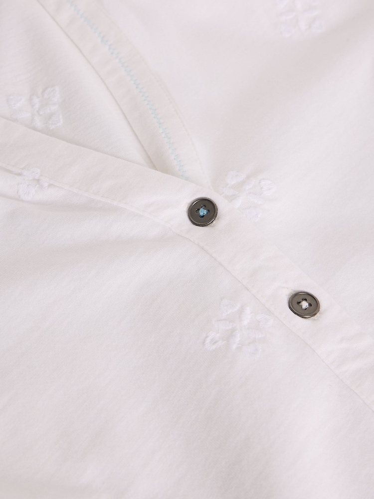 White Stuff White 100% Cotton Annie Embroidered Shirt - Image 6 of 6