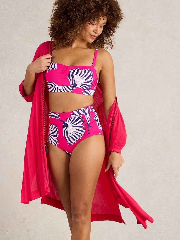 White Stuff Pink Suki High Waist Bikini Bottoms - Image 1 of 6