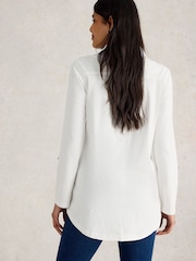 White Stuff White 100% Cotton Annie Emb Longline Shirt - Image 2 of 6