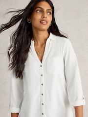 White Stuff White 100% Cotton Annie Emb Longline Shirt - Image 4 of 6